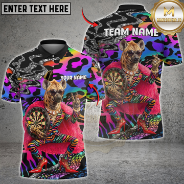 Maxcorners Funny Fashion Hyena Darts Rainbow Leopard Customized Name, Team Name 3D Shirt
