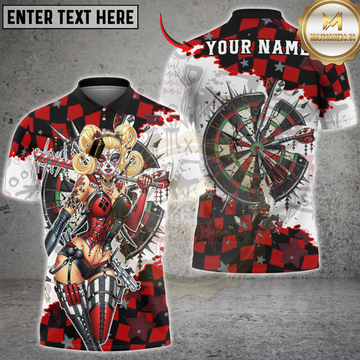 Maxcorners Darts Style Clown Girl Shattered Dartboard Personalized Name 3D Unisex Shirt