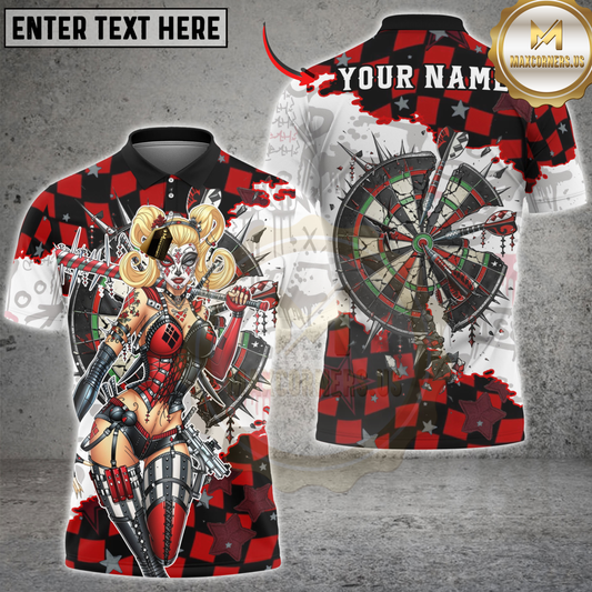 Maxcorners Darts Style Clown Girl Shattered Dartboard Personalized Name 3D Unisex Shirt
