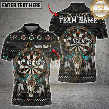 Maxcorners Dart Native Western Bull Skull Dartboard Design Personalized Name 3D Unisex Shirt