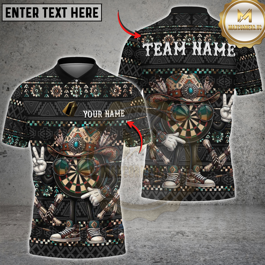 Maxcorners Dart Native Western Cowboy Dartboard Design Personalized Name 3D Unisex Shirt