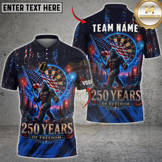 Maxcorners Dart Bigfoot American Flag Freedom Design Personalized Name 3D Unisex Shirt