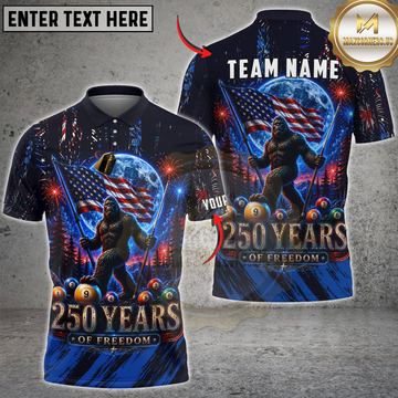 Maxcorners Billiards Bigfoot American Flag 9 Ball Freedom Design Personalized Name 3D Unisex Shirt