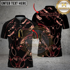 Maxcorners Bowling Golden Panther Multicolor Customized Name, Team Name 3D Shirts