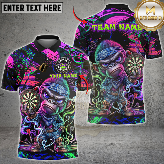 Maxcorners Darts Angry Monkey Neon Graffiti Customized Name, Team Name 3D Shirt