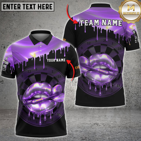 Maxcorners Darts Neon Holographic Lips Dartboard Multicolor Customized Name, Team Name 3D Shirts For Tracy