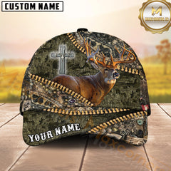 Maxcorners Zipper Reveal Whitetail Deer Personalized Hat 3D Printed Multicolor