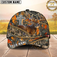 Maxcorners Zipper Reveal Whitetail Deer Personalized Hat 3D Printed Multicolor