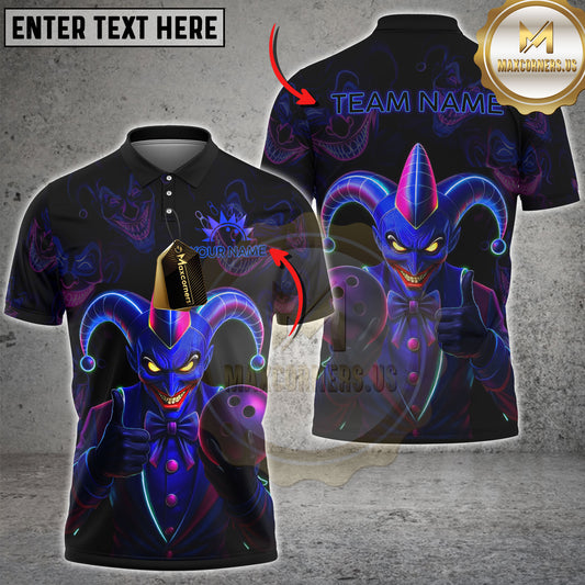 Maxcorners Bowling Jester Strike Multicolor Customized Name, Team Name 3D Shirts