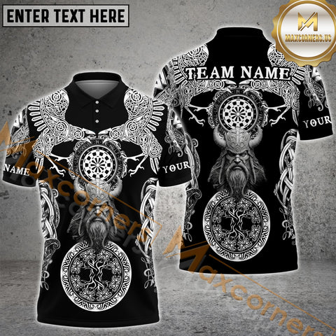 Maxcorners Darts Viking Style Customized Name, Team Name 3D Polo Shirt