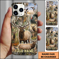 Maxcorners Elk Hunting Woodland Wildlife Scene Personalized Name 3D Phone Case