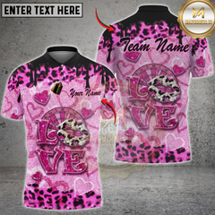 Maxcorners Darts Pink Love Leopard Hearts Drip Lips Dartboard Personalized Name, Team Name 3D Shirt