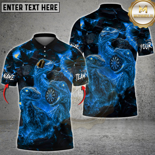 Maxcorners Darts Fiery Velociraptor Lava Dartboard Design Multicolor Customized Name, Team Name 3D Shirts