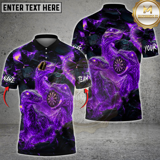Maxcorners Darts Fiery Velociraptor Lava Dartboard Design Multicolor Customized Name, Team Name 3D Shirts