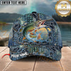 Maxcorners Fishing Ripped Denim Personalized Name 3D Cap