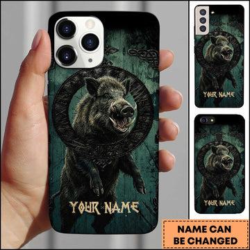 Maxcorners Majestic Boar Hunting Rune Personalized Name 3D Phone Case