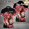 Maxcorners Billiards Pink Rose Girl 8 Ball Design Personalized Name 3D Unisex Shirt