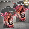 Maxcorners Billiards Pink Rose Girl 8 Ball Design Personalized Name 3D Unisex Shirt