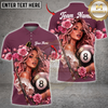 Maxcorners Billiards Pink Rose Girl 8 Ball Design Personalized Name 3D Unisex Shirt