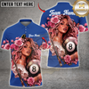 Maxcorners Billiards Pink Rose Girl 8 Ball Design Personalized Name 3D Unisex Shirt