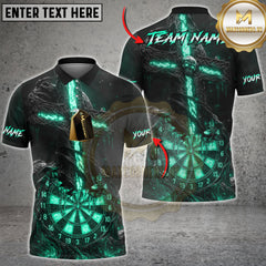 Maxcorners Darts Flaming Skull Customized Name, Team Name 3D Shirt (4 Colors)