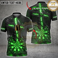 Maxcorners Darts Flaming Skull Customized Name, Team Name 3D Shirt (4 Colors)