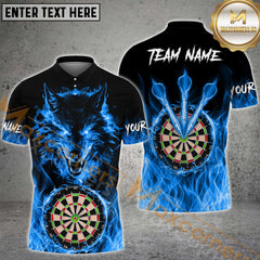 Maxcorners Wolf Fire Flame Darts Jersey Multicolor Option Customized Name, Team Name 3D Shirt