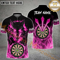 Maxcorners Wolf Fire Flame Darts Jersey Multicolor Option Customized Name, Team Name 3D Shirt