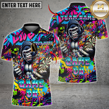 Maxcorners Darts Gorilla Graffiti Game On Personalized Name, Team Name 3D Shirt