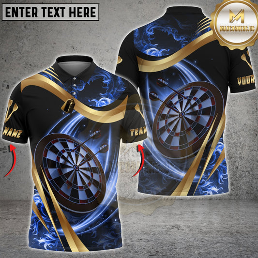 Maxcorners Darts Luxury Gold Flame Dartboard Design Multicolor Customized Name Team Name 3D Shirts