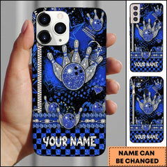Maxcorners Glitter Bowling Strike Personalized Name 3D Phone Case