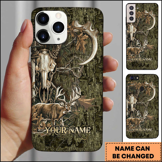 Maxcorners Buck & Skull Camo Personalized Name Phone Case (4 colors)