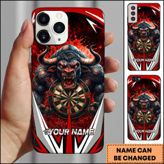 Maxcorners Darts Raging Angry Bull Red Splatter Personalized Name 3D Phone Case