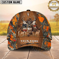 Maxcorners Buck & Antlers Rustic Camo Hunting Personalized 3D Cap Printed Multicolor