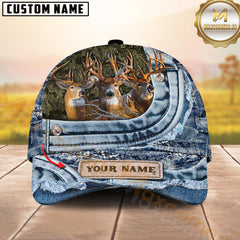 Maxcorners Whitetail Buck Denim Personalized 3D Cap Printed Multicolor