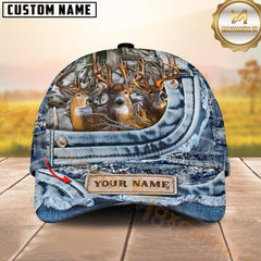 Maxcorners Whitetail Buck Denim Personalized 3D Cap Printed Multicolor