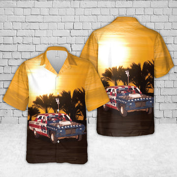 Maxcorners American Flag Race Car Sunset Hawaiian Shirt