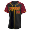 Maxcorners Custom Black Crimson-Gold Authentic Raglan Sleeves Baseball Jersey LM2605
