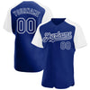 Maxcorners Custom Royal White Authentic Raglan Sleeves Baseball Jersey LM2605