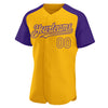 Maxcorners Custom Gold Purple Authentic Raglan Sleeves Baseball Jersey LM2605