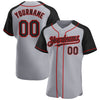 Maxcorners Custom Gray Black-Red Authentic Raglan Sleeves Baseball Jersey LM2605