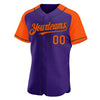 Maxcorners Custom Purple Orange-Black Authentic Raglan Sleeves Baseball Jersey LM2605