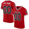 Maxcorners Custom Red Black-White Mesh Authentic Throwback Football Jersey LM2605
