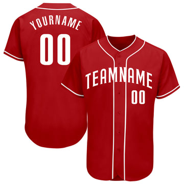 Maxcorners Custom Red White Authentic Baseball Jersey LM2605