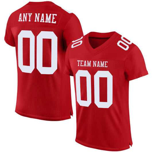 Maxcorners Custom Red White Mesh Authentic Classic Football Jersey LM2605