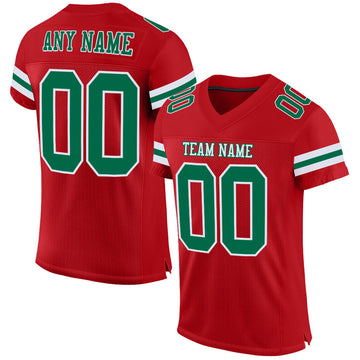 Maxcorners Custom Red Kelly Green-White Mesh Authentic Football Jersey LM2605