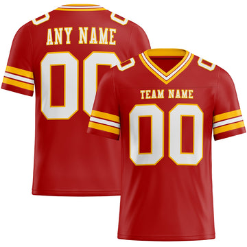 Maxcorners Custom Red White-Gold Authentic Football Jersey LM2605