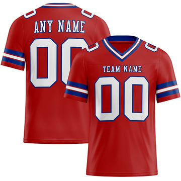 Maxcorners Custom Red White-Royal Authentic Football Jersey LM2605