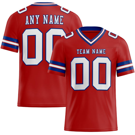 Maxcorners Custom Red White-Royal Authentic Football Jersey LM2605