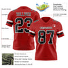 Maxcorners Custom Red Black-White Authentic Football Jersey LM2605